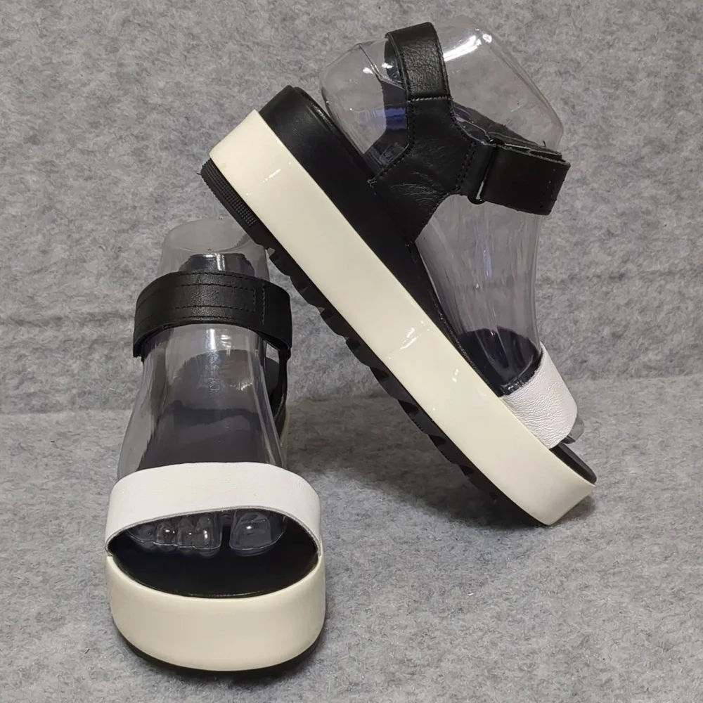 Sorel Cameron Flatform Platform Sandals White Black Colorblock Women's US Size 7 - Picture 5 of 8